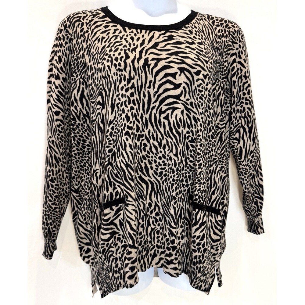 Women’s Plus Size 2X Leopard Print Sweater Long Sleeve by Carolyn Taylor Woman